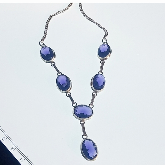Nwot!! Amethyst 925 silver necklace handmade - Picture 1 of 8